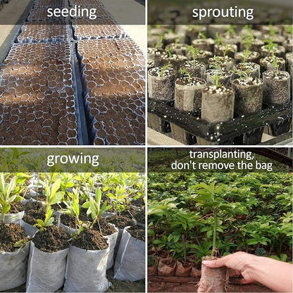 Augshy 200PCS 3.5x4.7 Inches Non-Woven Plant Grow Bags, Breathable Nursery Growing Pots Plant Grow Bags for Seedling Starter, Garden Planting Cultivation