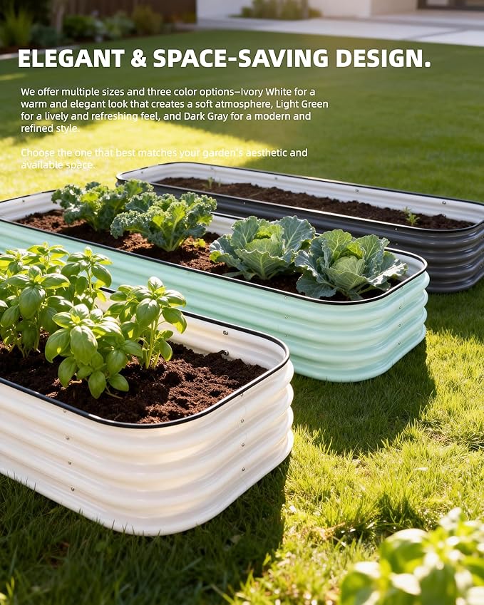 DaisyVibe Raised Garden Bed Kit, Planter Raised Garden Boxes Outdoor, Oval Large Metal Raised Garden Beds for Vegetables Flowers (Gray, 8ftx2ftx1ft)