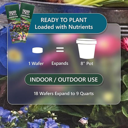 Wonder Soil | 18 Wafers | 1 Wafer Fills an 8" Pot | Ready to Plant Organic Potting Soil Loaded with Nutrients | 18 Wafers Expand to 9 Quarts of Indoor Outdoor Soil | Incl Worm Castings, Perlite
