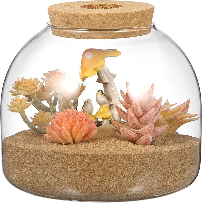 Glass Terrarium Jar with Airtight Wood Stopper for Hydroponic Plants Succulent Planter Moss and Micro Landscape Container 5.90 Inch Clear Glass Vase
