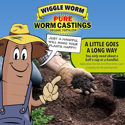 100% Pure Organic Mineral-Dense Worm Castings Fertilizer, 15lbs - Improves Soil Fertility and Aeration for Growing Better Houseplants, Vegetables, and More