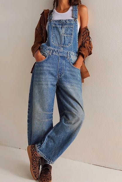 loveimgs Women Y2k Baggy Barrel Jeans Overalls Wide Leg Denim Pants Bib Overalls Jumpsuit Boyfriend Patchwork Jeans