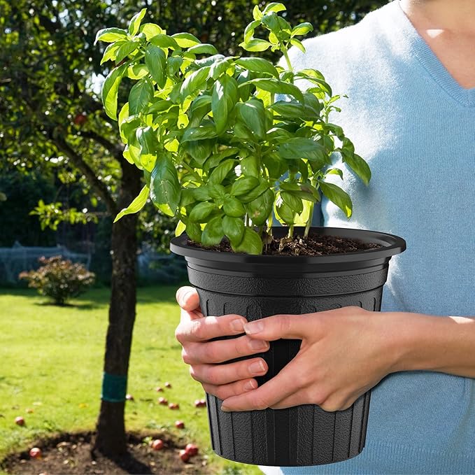 100 Pcs 2 Gallon Planter Nursery Pots, Seed Starting Pot Plastic Flower Seedling Pots with Drainage Holes Flexible Plant Container for Indoor Outdoor Garden Lawn Yard Plants Seedlings (100, 2 Gallon)
