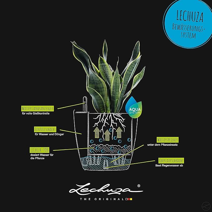 Lechuza Classico Color 43 White, Self-Watering Round Planter, D16.5 H15.7 in