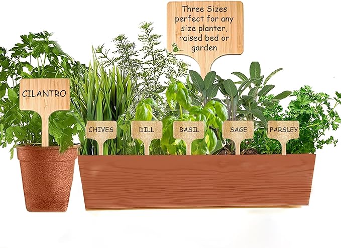 10-Pack 12" Extra-Tall Bamboo Garden Markers – Large Plant Labels for Herbs, Flowers & Vegetables – Easy-Read Full-Size Tags – Great Gift for Gardeners