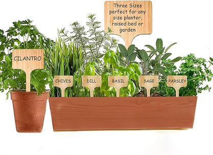 10-Pack 12" Extra-Tall Bamboo Garden Markers – Large Plant Labels for Herbs, Flowers & Vegetables – Easy-Read Full-Size Tags – Great Gift for Gardeners
