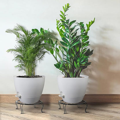 12inch 2Pack Large Self Watering Planters, Plastic Plant Pots with 60oZ Removable Deep Reservoir and Multi Mesh Drainage Holes for Indoor Outdoor Garden Plants and Flowers, White