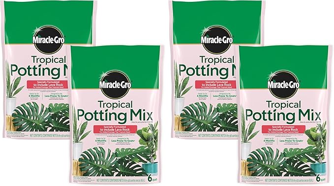 Miracle-Gro Tropical Potting Mix - Growing Media for Tropical Plants Living in Indoor and Outdoor Containers, 6 qt. (4-Pack)