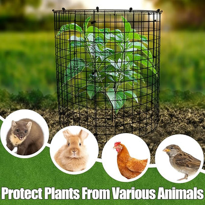 AHIER 10 PCS Chicken Wire Plant Protector from Animals with Covers, Plant Cages for Outdoor Plants to Keep Animals Out Including 30pcs Metal Mesh, Covers, Ground Stakes, Labels, Clip, Ties and Gloves