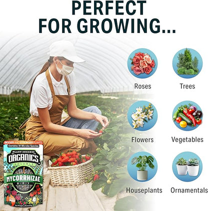 Mycorrhizal Fungi OMRI Organic Root Enhancer for Plant Success, Super Potent 20 Strain ECTO and ENDO Blend for Trees, Vegetables and Houseplants, Beneficial Bacteria Included Treats 700 Plants
