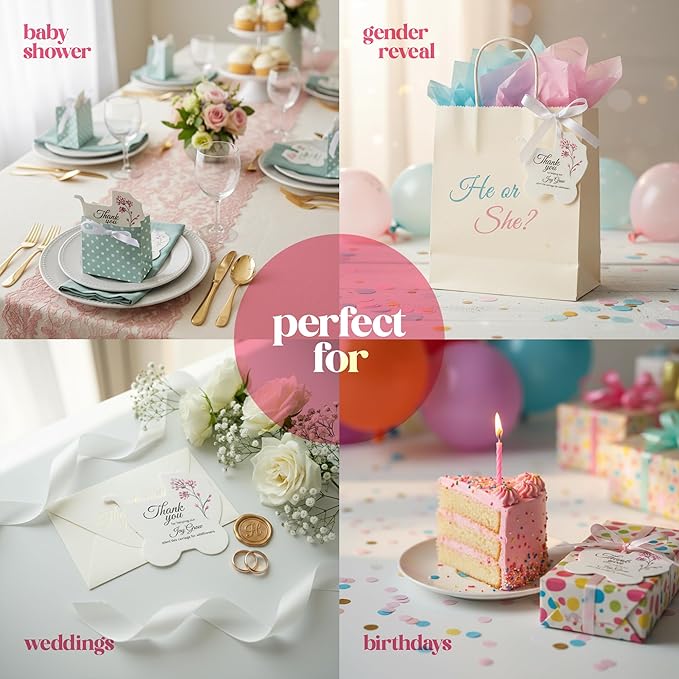 Carriage-Shaped Seed Paper – 24 pcs Pink Shower Favors for Guests with Wildflower Seeds, Writable & Plantable, Gender Reveal, Birthday Gifts for Guest