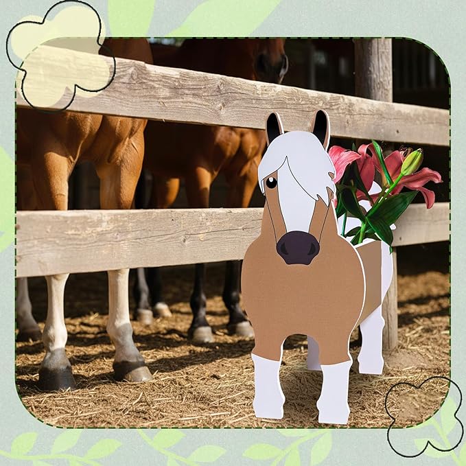 Horse Planter, Cute Animal Shape Flower Planters, Plant Pots for Indoor/Outdoor Garden Decor, Unique Gifts/Souvenirs for Pet Lovers (Horse 2D)