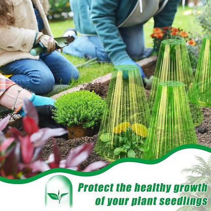50 Pack Garden Cloches for Plants, Reusable Bell Plant Cover, Plant Covers Protectors from Animals Snails Birds Chickens Insect, 9.18" H X 7.56" D