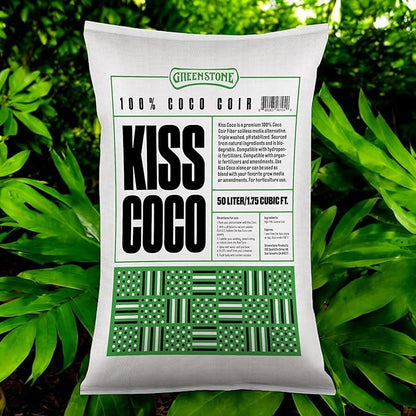 Greenstone Kiss Coco Coir Soil 100% - Low EC, RHP Certified Premium Soilless Media Alternative (50 Liters / 1.77 Cu Ft)