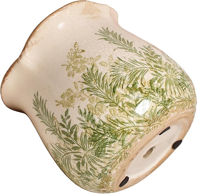 Vintage Ceramic 6.11'' Plant Pots, Decorative Vase for Indoor Garden, Room & Home Decor, Cottage Fern