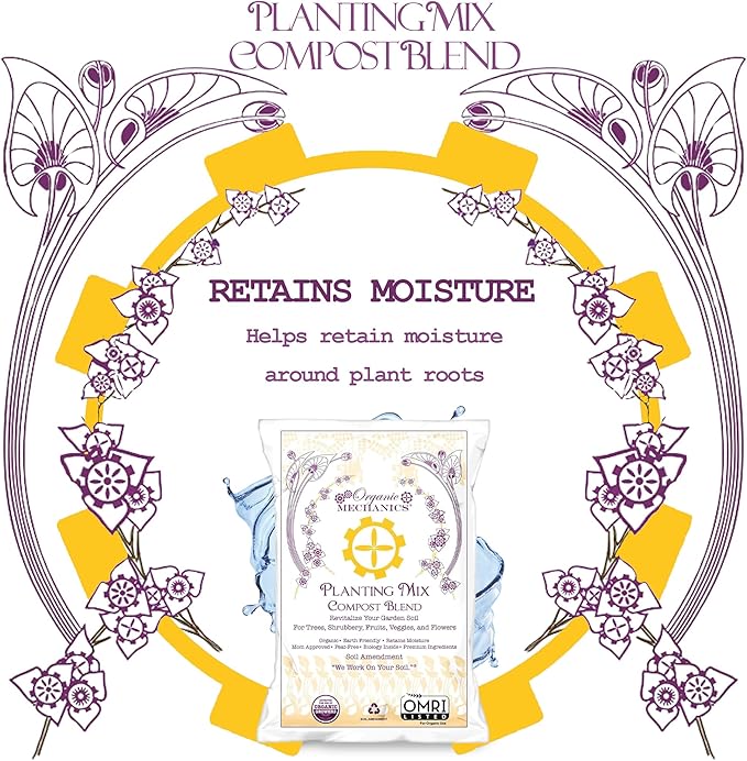 Organic Mechanics Planting Mix Compost Blend, 2 Cu Ft - Revitalizes Garden Soil with Compost, Pine Bark, Coconut Coir, and Worm Castings for Raised Beds, Gardens & More - Peat-Free & Eco-Friendly