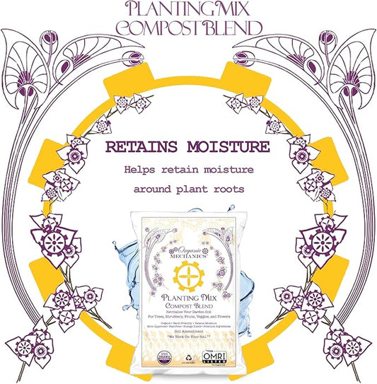 Organic Mechanics Planting Mix Compost Blend, 2 Cu Ft - Revitalizes Garden Soil with Compost, Pine Bark, Coconut Coir, and Worm Castings for Raised Beds, Gardens & More - Peat-Free & Eco-Friendly