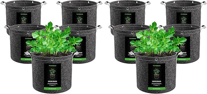 VIVOSUN 10-Pack 3 Gallon Grow Bags, 500G Thick Nonwoven Fabric Pots with Strap Handles, Multi-Purpose Rings, for Low Stress Plant Training Fruits, Vegetables, and Flowers