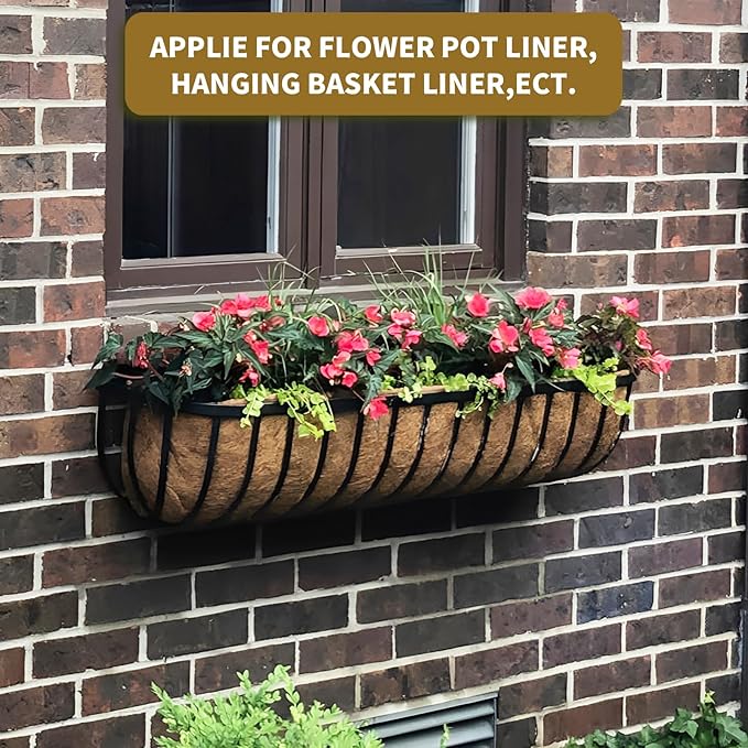 12X60 Inch Natural Coco Liner Roll, Coco Liners for Planters for Window Box Flower Basket, Coconut Coir Liner Sheets Mats for Hanging Basket, Animal Pet Pad, Garden Decoration