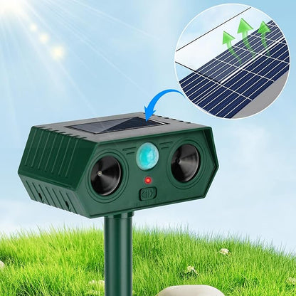 4 Pack 2026 Ultrasonic Animal Repellent Outdoor Cat Repellent Devices Solar Animal Repeller Motion Activated Deterrent to Scare Deer Squirrel Rabbit Raccoon Skunk for Yard Lawn Outdoor