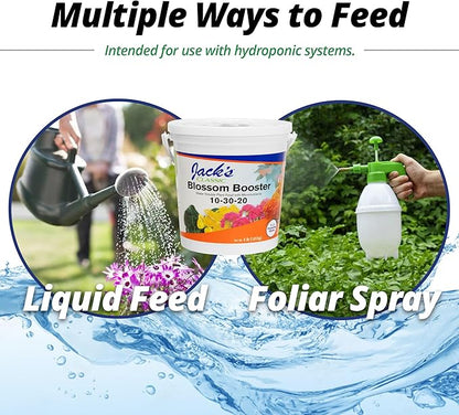 Jack's Classic 10-30-20 Blossom Booster Water-Soluble Fertilizer with Micronutrients for Increasing Color and Quantity of Blooms in Flowering Plants, 4lbs