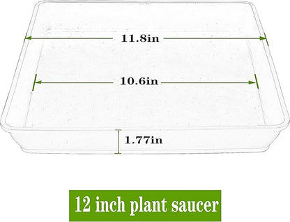 5 Pack Square Plant Saucer 12 Inch, Plastic Plant Water Dray Tray, Flower Pot Saucers, Square Planters for Indoors and Outdoors，Plants Saucer for Plant Pots.