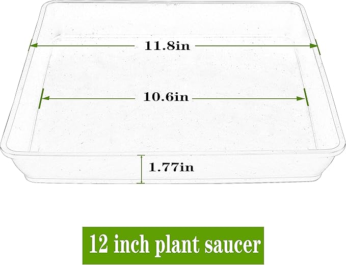 Square Plant Saucer 12 Inch 5 Pack, Plastic Plant Water Dray Tray, Flower Pot Saucers, Square Planters for Indoors and Outdoors Plants, Garden Saucer for Plant Pots Black.