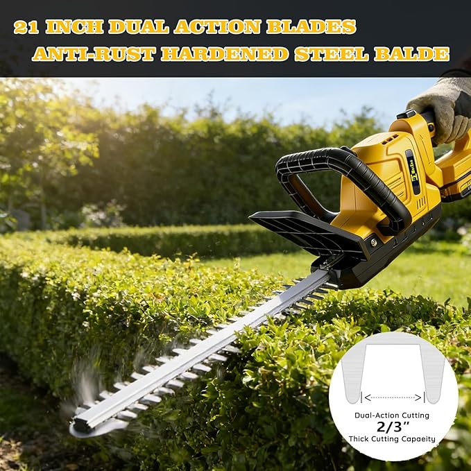 Cordless Hedge Trimmer Compatible with DEWALT 20V MAX Battery, 20-Inch Electric Hedge Trimmer 3000RPM 180° Rotatable Head, Brushless Bush Shrub Trimmer(Battery Not Included)