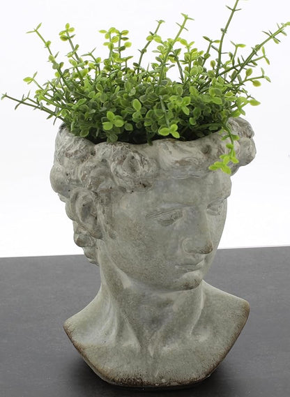 The Bridge Collection Antique Style Old World Greek Statue Head Cement Face Planter Pot