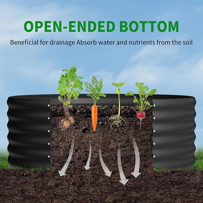 DDK Galvanized Raised Garden Bed, Round Outdoor Planter Bed, 4x4x1.5ft Metal Planter Box for Gardening and Planting,2Pack,BK