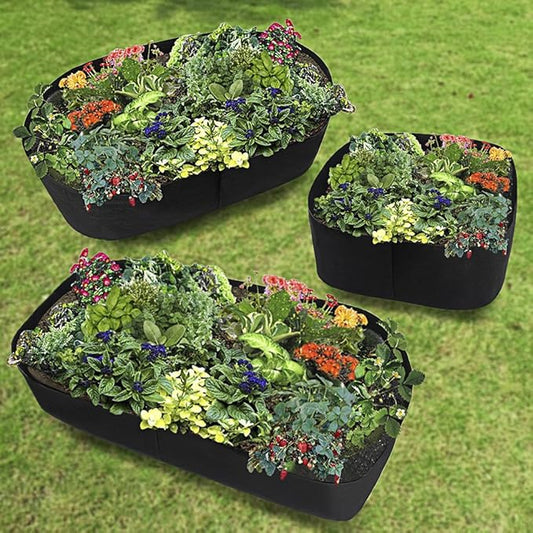 Planting Grow Bag,Felt Fabric Raised Planting Bed,Raised Garden Bed Planter Breathable Planting Container Rectangle Growing Pot