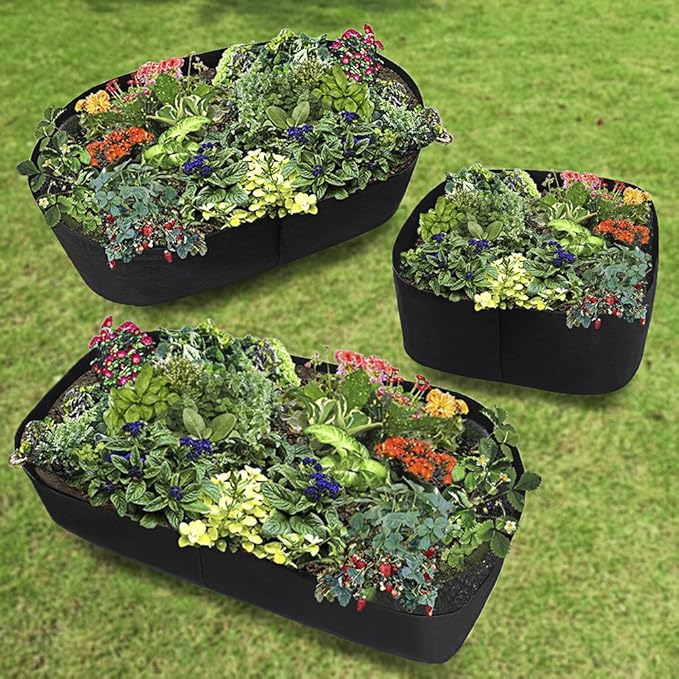 Firlar Fabric Raised Garden Bed, Fabric Raised Planting Bed Grow Bag, Fabric Pots Planting Pots for Herb Plants Flowers Vegetables, Black (23.6x23.6 Inch)