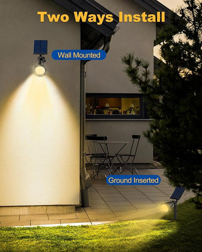 Outdoor Solar Spot Lights, 6 Pack IP65 Waterproof Spotlights with 4 Modes, Auto On/Off Solar Landscape Lights for Flood, Wall, Pathway (Warm White)