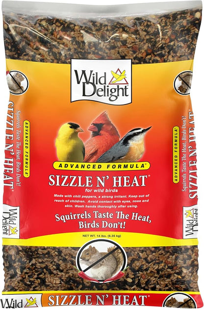 Wild Delight Advanced Formula Sizzle N' Heat Wild Bird Food, Spicy Bird Seed to Deter Squirrels, 14 lbs