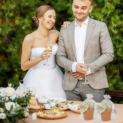 Cinrobiye 50 Sets Let Love Grow Wedding Favors for Guests Seed Packet Bags (Seed Not Include) with Tags & Labels Flowerpot for Bridal Shower Party Favors Bulk Wedding Souvenirs for Guests(Retro)