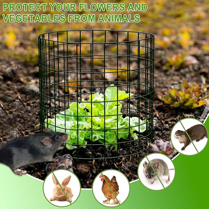 15Pcs Plant Protector from Animals: 5 Pack Metal Mesh Plant Cages to Keep Animals Out - Garden Protection Bunny Barricades from Chicken Squirrels Rabbits for Flowers Vegetables