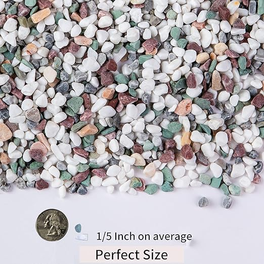 2 Pounds Natural Pea Gravel Pebbles for Plants,1/5 Inch Small Rocks for Succulents and Cactus,Terrarium,Vase,Fish Tank Gravel,Decorative Pebbles for Indoor Plants,Landscape Stones (Mixed)