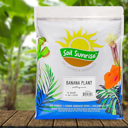 Soil Sunrise Banana Tree Potting Soil Mix (12 Quarts) – Hand-Blended Indoor/Outdoor Mix for Healthy Banana Plants – Enhances Drainage & Root Support – Made in USA