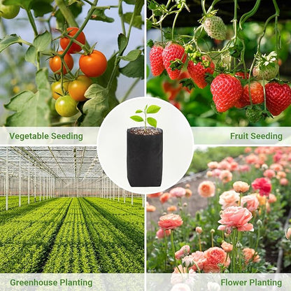 GREANER Nursery Bags for Plants, 100 PCS 6.7x7.8 Inch Seedling Bags, Non-Woven Fabric Seedlings Grow Bag, Deep Nursery Grow Bags for Indoor Outdoor Home Garden Greenhouse Supplies
