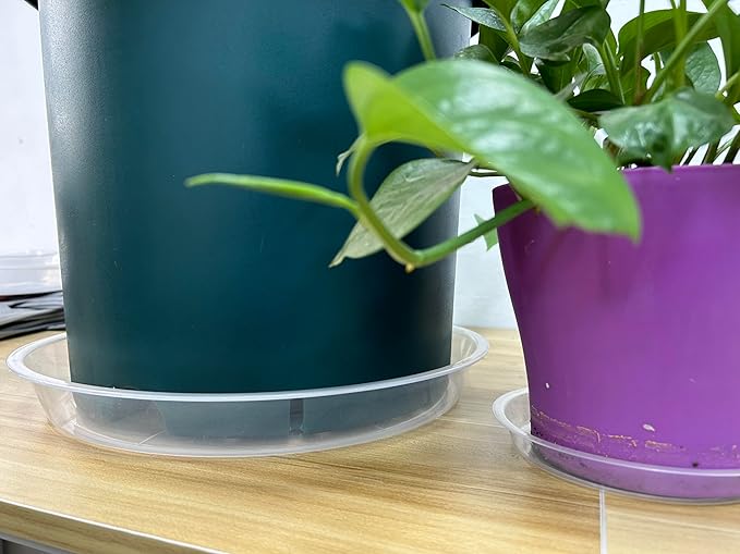 4 Pack Clear Plant Saucer 4 6 8 10 12 14 16 18 20 22 Inch Plant Trays for Pots, Plastic Extra Large Planter Saucers for Outdoors Indoors, Drip Catcher Water Tray for Plants (16 Inch)