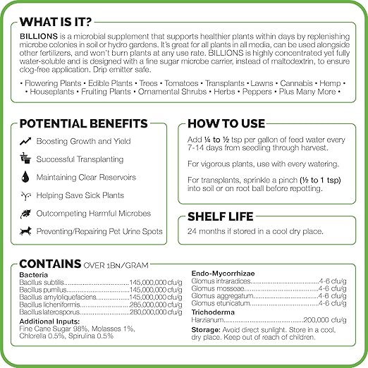 TPS Nutrients Billions - Mycorrhizal Fungi Root Inoculant for Plants - Water-Soluble with Mycorrhizae, Bacteria & Trichoderma, 8 oz (1/2 Pound)