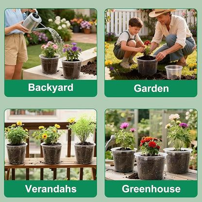 45 Pack 7/8/10 Inch Clear Nursery Pots with Drainage Holes,Higher Large Gallon Clear Plastic Pots for Plants,Plant Seedling Pot for Indoor & Outdoor Gardening