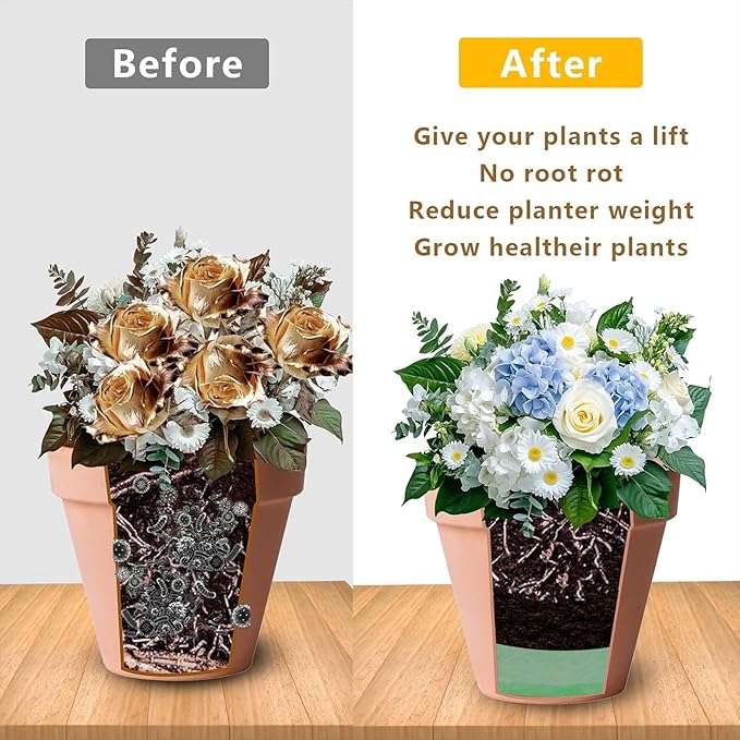 Flower Pot Filler Insert Adjustable Planter Inserts for Large Pots 2 Pcs 47.2" x11.8" Planter Fillers Drainage Material for Indoor Outdoor Gardening Ups a Daisy Pot Fillers for Planters