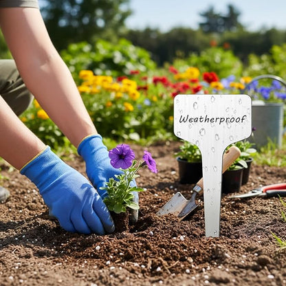 Hicarer 24 Pcs Metal Plant Labels Weatherproof Garden Markers 4" x 11" Engraving Stainless Steel 304 T-Type Plant Tags Reusable Nursery Tags for Outdoor Garden Greenhouse Vegetables Herb Flower Seed