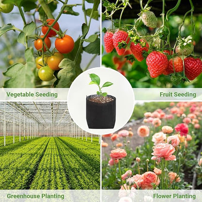 GREANER Plant Grow Bags 6.7x5.7 Inch, Non-Woven Biodegradable Plant Grow Bags for Planting, Fabric Seedling Starter Bags for Vegetable, Flower, Fruit, Saplings Tree, Home Garden Supply