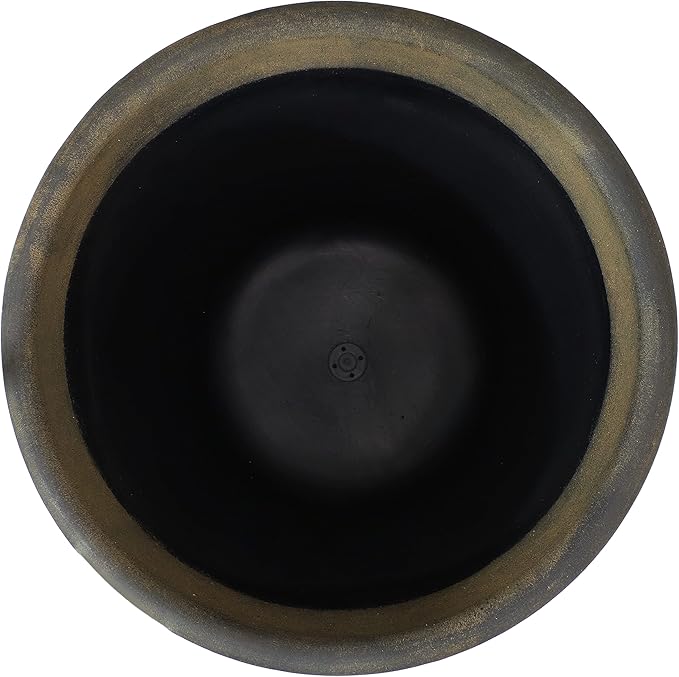 Sunnydaze 19.5-Inch Arabella Large Plastic Pot for Plants - Outdoor Double-Walled Polyresin Large Plastic Planter with Drillable Drainage Holes - Sable - 2-Pack
