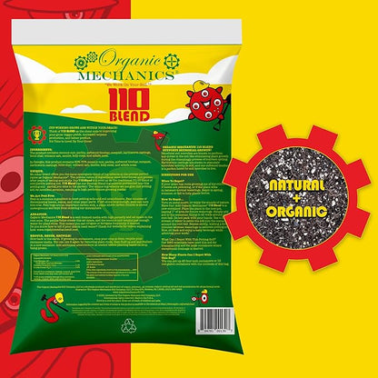 Organic Mechanics 110 Blend Organic Potting Soil – 1.76 Cu Ft | Peat-Free Mix with Biochar, Coco Coir, Perlite, Compost | for Indoor Plants, Outdoor Gardens, Containers