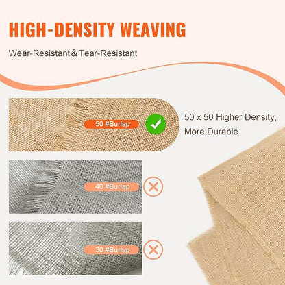 VEVOR Burlap Fabric Roll, 40” x 150 ft High Density Natural Jute Fiber Material for Outdoor Plant Care, Tree Wrap Roll, Decor, DIY Crafts, Wedding, Garden Weed Barrier, Plants & Trees Winter Covering
