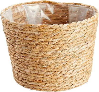 Juvale Seagrass Planter Set with Plastic Lining, 3 Woven Baskets for Plants (3 Sizes)