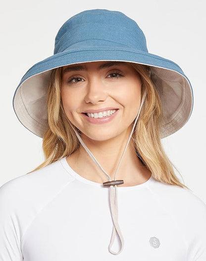 Solbari Women's Holiday Sun Hat UPF 50+ Packable UV Sun Protection Hat with Full Coverage Brim, Reversible, Adjustable Fit